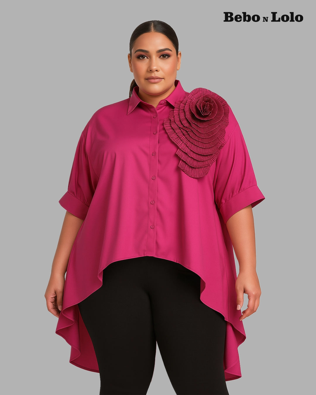 Big Flower High-Low Shirt