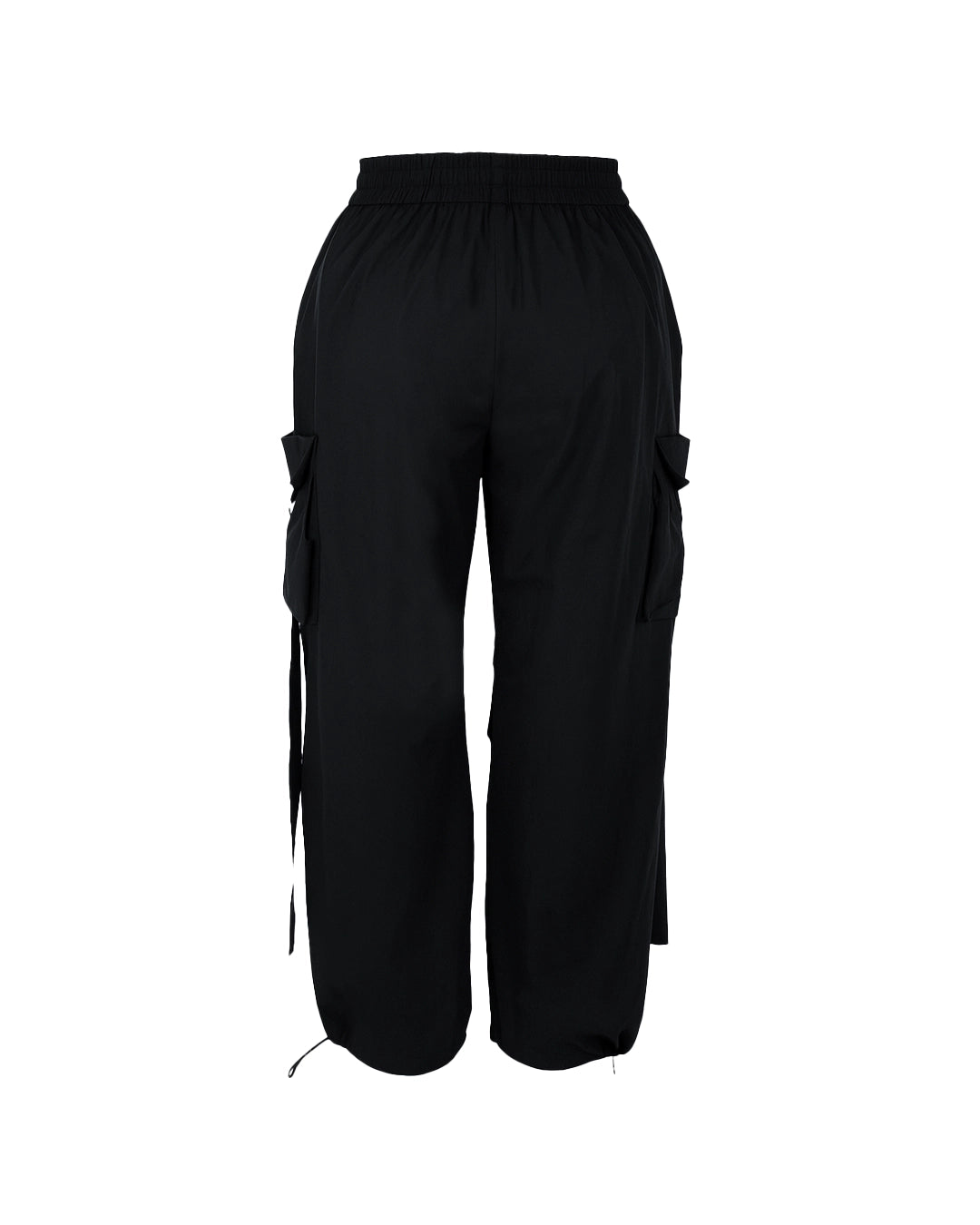 Black cargo pants on a white background