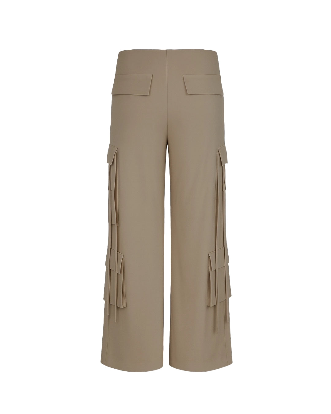 Beige cargo pants on a white background