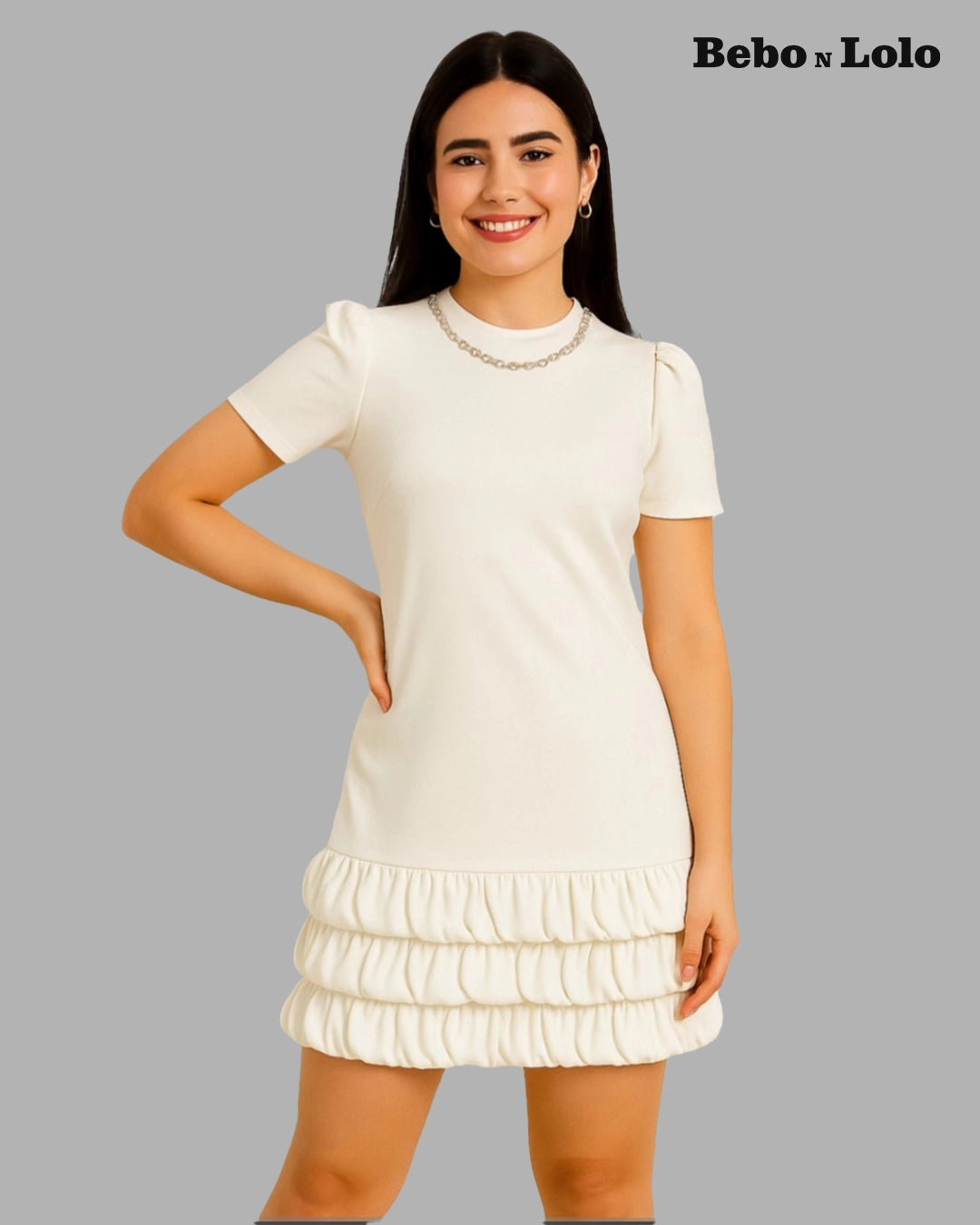 Studded Neckline Mini Dress