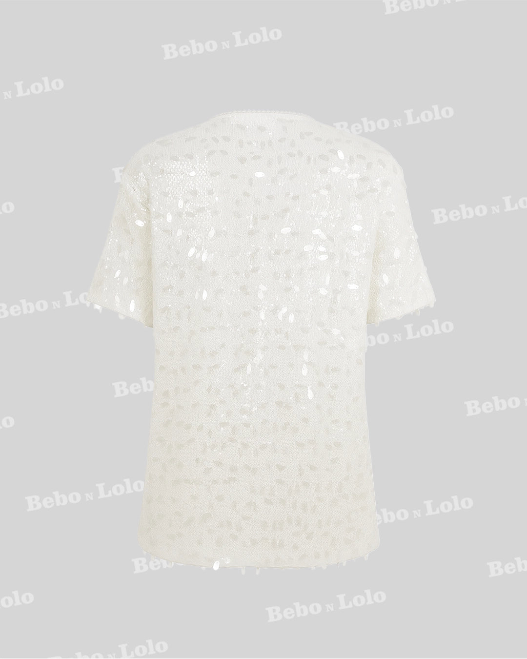 BeboNLolo Radiant Sequin Embellished Dress in white with elegant sequins – Back View